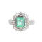 Bague cluster en or blanc et jaune 18K, émeraude colombienne et diamants