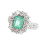 Bague cluster en or blanc et jaune 18K, émeraude colombienne et diamants