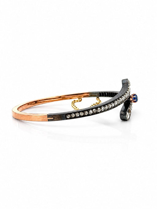 Bracelet Bracelet jonc XIXe siècle en or 18 carats, argent, diamants et saphir 58 Facettes Nap