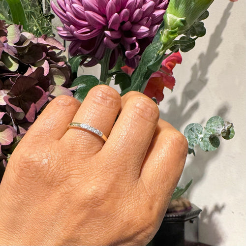 Bague 55 Bague en or blanc et jaune 14k avec diamants taille brillant 58 Facettes 96DE805196C141E4955672D632F8958A