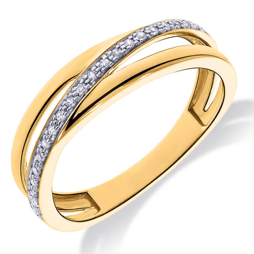 Bague 56 Bague croisée en or jaune 14k avec diamants 58 Facettes EEB69B859C1746B6878F4CE33182CD15