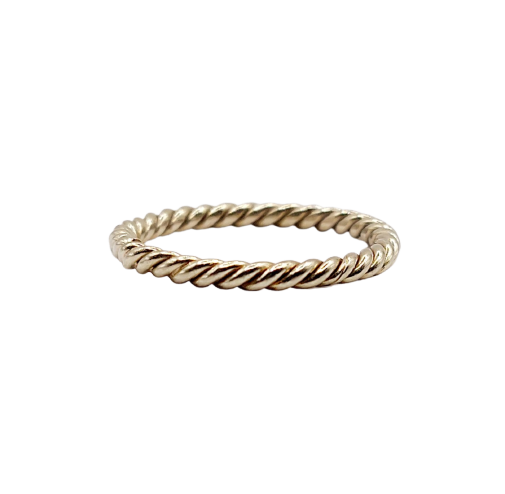 Bague alliance vintage torsadée en or blanc 18k