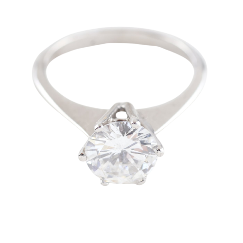 Solitaire - Bague en or blanc 18K et diamant 1,84 ct