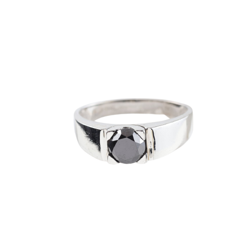 Bague en or blanc 18K avec diamant noir 1,68 ct