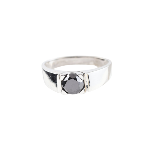 Bague en or blanc 18K avec diamant noir 1,68 ct