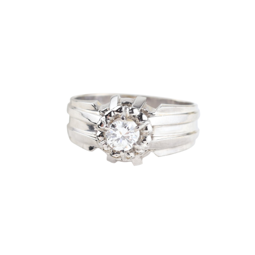 Bague homme en or blanc 18K et diamant 0,60 ct