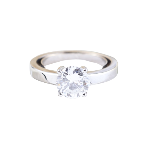 Solitaire - Bague en or blanc 18K et diamant naturel 1,72 ct