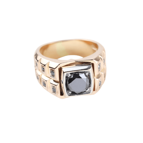Bague 54 Zancan - Bague en or rose et blanc avec diamants noirs 58 Facettes D-66595