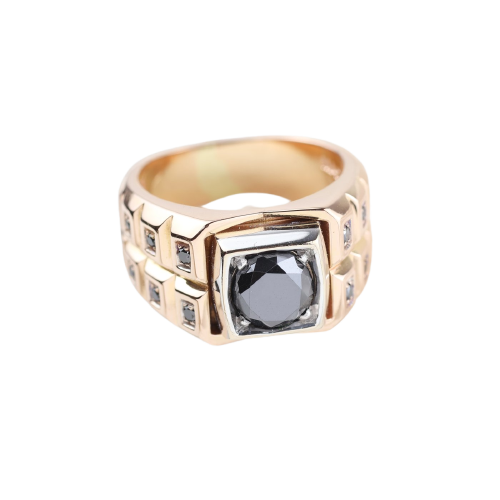 Zancan - Bague en or rose et blanc avec diamants noirs
