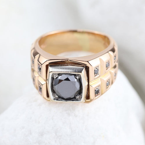 Bague 54 Zancan - Bague en or rose et blanc avec diamants noirs 58 Facettes D-66595