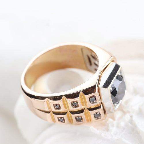 Bague 54 Zancan - Bague en or rose et blanc avec diamants noirs 58 Facettes D-66595