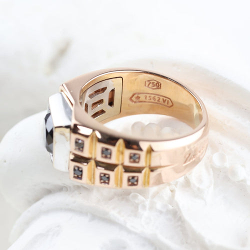 Bague 54 Zancan - Bague en or rose et blanc avec diamants noirs 58 Facettes D-66595