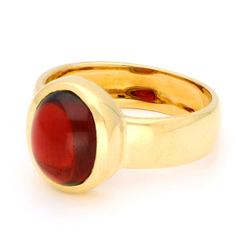 Bague 56 Bague solitaire vintage en or 18k et grenat cabochon 58 Facettes 619505280F594AEFA3BF6829C08E113A