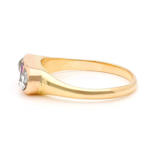 Bague 54 Bague trilogie en or jaune 14 ct avec rubis et diamants 58 Facettes B632343AE18441DD9DF99C5AE1016A32