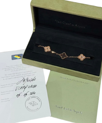 Van Cleef & Arpels Vintage Alhambra - Bracelet en or rose, nacre et diamants
