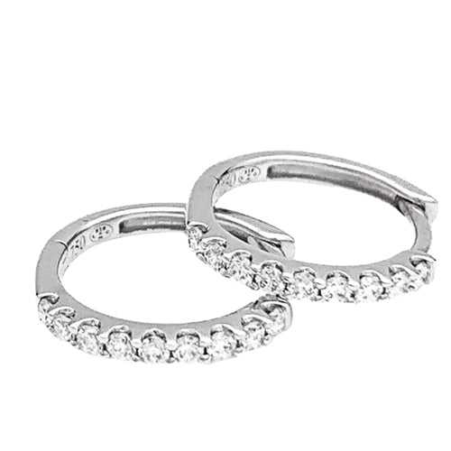 Boucles d'oreilles Créoles en or blanc et diamants 58 Facettes 35465