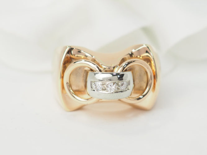 Bague 53.5 Bague Tank en or jaune et blanc et diamants 58 Facettes 33465
