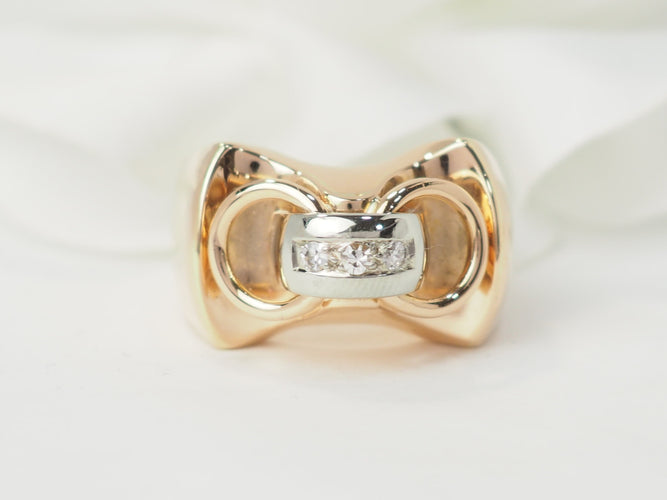 Bague 53.5 Bague Tank en or jaune et blanc et diamants 58 Facettes 33465