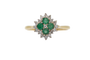 Bague vintage en or jaune, diamants et émeraudes