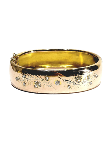 Bracelet manchette en or rose 18 carats et diamants