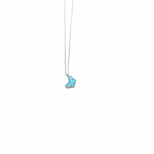 Collier Van Cleef & Arpels Sweet Alhambra - Collier en or blanc et turquoise 58 Facettes jnci86