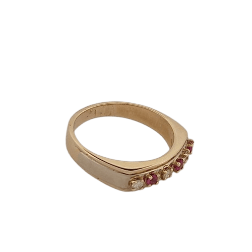 Bague 55 Bague en or jaune et blanc avec diamants et rubis 58 Facettes 2090407