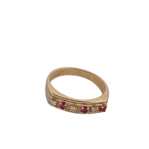 Bague 55 Bague en or jaune et blanc avec diamants et rubis 58 Facettes 2090407
