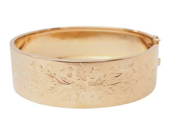 Bracelet Bracelet ancien - Jonc floral en or rose 58 Facettes 33493