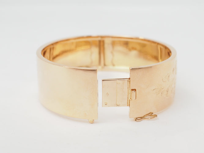 Bracelet Bracelet ancien - Jonc floral en or rose 58 Facettes 33493