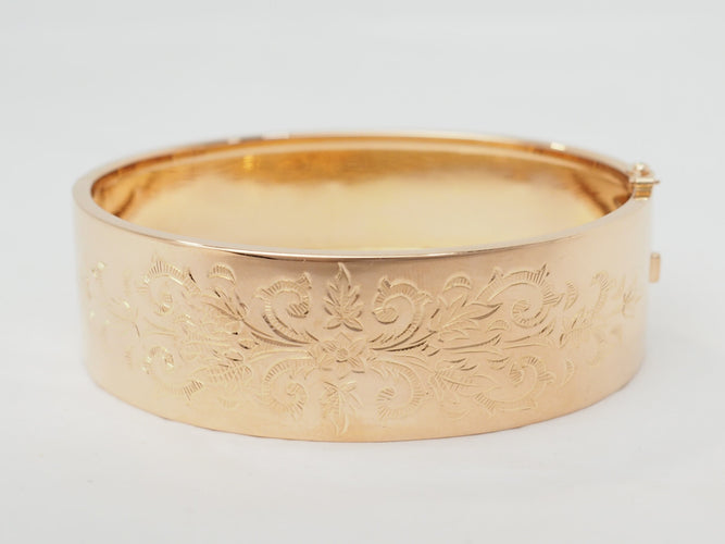 Bracelet Bracelet ancien - Jonc floral en or rose 58 Facettes 33493