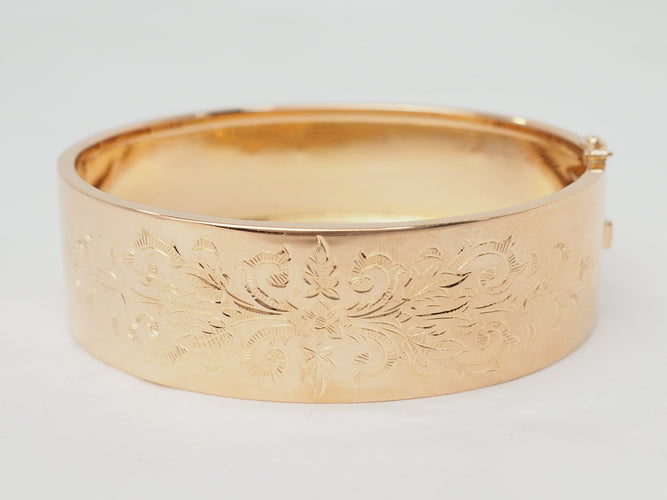Bracelet Bracelet ancien - Jonc floral en or rose 58 Facettes 33493