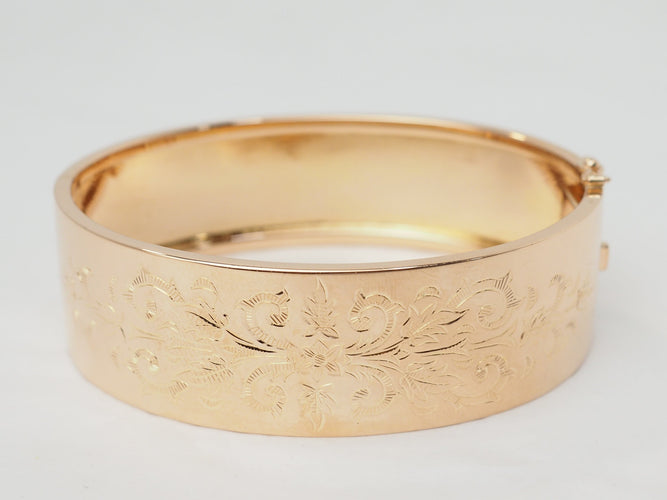 Bracelet Bracelet ancien - Jonc floral en or rose 58 Facettes 33493
