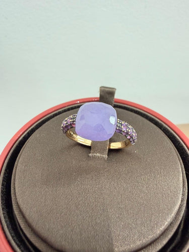 Bague 58 Pomellato Capri - Bague en or jaune, jade et améthystes 58 Facettes POMELLATO - Bague Capri - or jaune, jade et améthystes