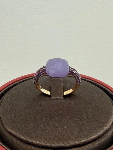 Bague 58 Pomellato Capri - Bague en or jaune, jade et améthystes 58 Facettes POMELLATO - Bague Capri - or jaune, jade et améthystes