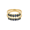 Bague demi-alliance en or jaune, saphirs et diamants