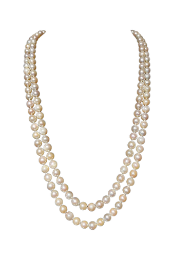 Collier choker double rang en or 18K, 152 perles de culture