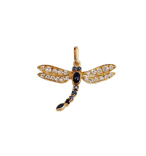 Pendentif Pendentif libellule vintage en or 18k, saphirs et diamants 58 Facettes A07284