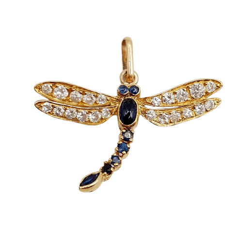 Pendentif Pendentif libellule vintage en or 18k, saphirs et diamants 58 Facettes A07284