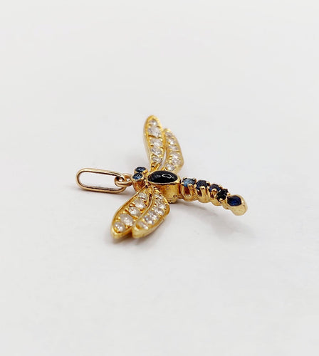 Pendentif Pendentif libellule vintage en or 18k, saphirs et diamants 58 Facettes A07284