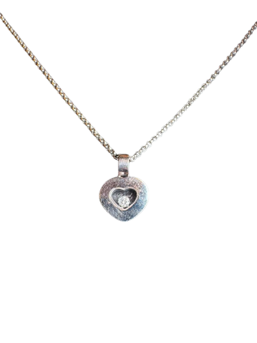 Chopard Happy Diamonds - Collier cœur en or blanc et diamant mobile