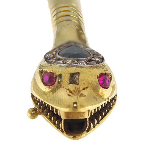 Bracelet Bracelet serpent semi-rigide en or jaune et blanc, saphir et diamants 58 Facettes G3965
