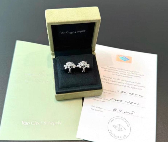 Boucles d'oreilles Van Cleef & Arpels Socrate - Boucles d’oreilles en or blanc et diamants 58 Facettes jnci81