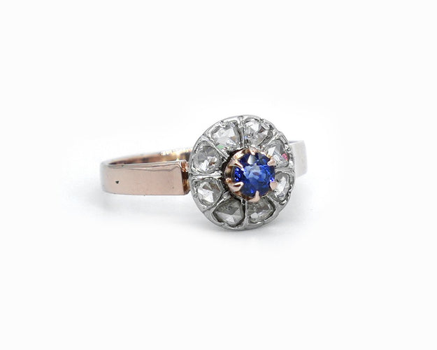 bague vintage Or rose saphir et diamants.jpg
