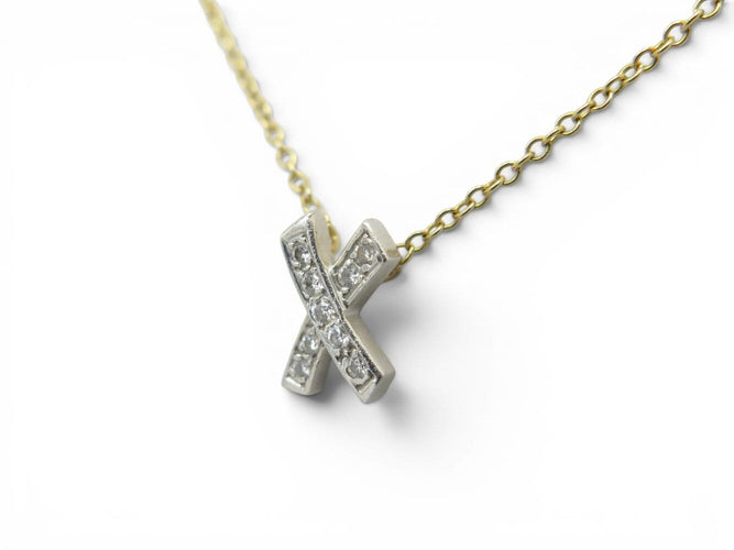 Collier Tiffany & Co Paloma's Graffiti X - Collier en or jaune, platine et diamants 58 Facettes 275378