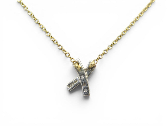 Collier Tiffany & Co Paloma's Graffiti X - Collier en or jaune, platine et diamants 58 Facettes 275378
