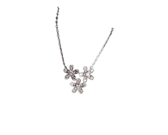 Van Cleef Arpels - Pendentif Socrate 3 fleurs en or blanc et diamants