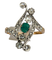 Edwardian - Bague en or jaune 18 ct et platine, émeraude et diamants