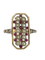 Edwardian - Bague en or jaune 18 kt, perle, rubis et diamants