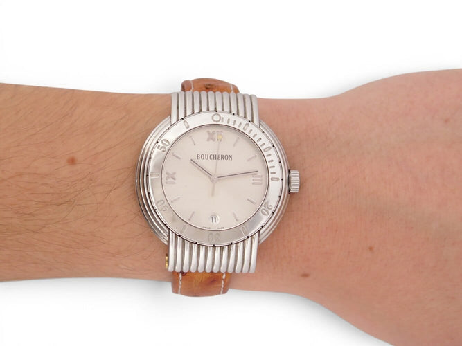 Montre Boucheron Reflet Solice - Montre 37 mm en acier palladié et diamants 58 Facettes 275501
