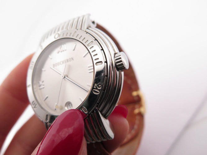 Montre Boucheron Reflet Solice - Montre 37 mm en acier palladié et diamants 58 Facettes 275501